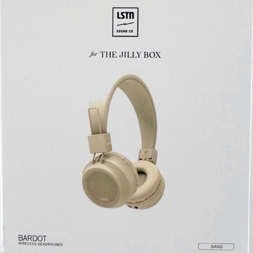Summer Jilly Box LSTN Sound Co., wireless headphones in Sand.